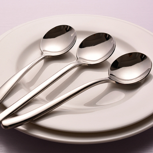 西餐具不锈钢汤勺子 创意西餐勺子 韩式不锈钢吃饭勺汤羹汤更圆勺