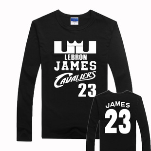 骑士队23号小皇帝詹姆斯lbj t恤 长袖 男女情侣装纯棉 运动球衣服