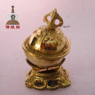 【佛缘阁】藏传佛教用品 法器 纯黄铜托巴 嘎巴拉 小号