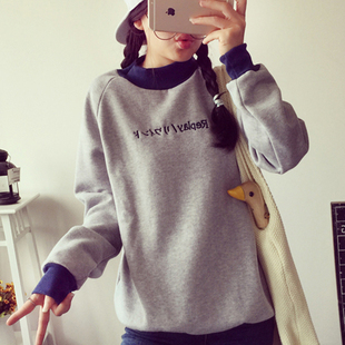 卫衣女潮套头韩版原宿风秋冬新款学生宽松圆领套头上衣服