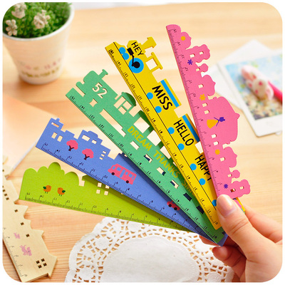 默默爱 创意儿童小学生松木直尺15cm刻度 韩国可爱文具尺子米尺