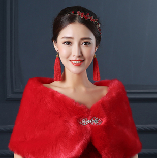 新娘红色礼服耳环流苏耳环耳夹式长流苏耳环