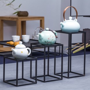 草木祠日式茶具柜铁艺茶棚架子收纳柜乐铁展示置物架功夫茶杯架