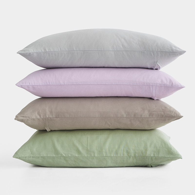 大朴亚麻/棉麻枕套一对夏凉枕头套单人枕芯套