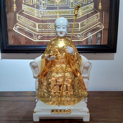 黑老太太 黑妈妈 黑老奶奶 汉白玉彩绘贴金保家仙黑仙神像摆件