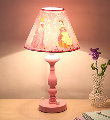 欧式粉色公主女孩儿童房台灯卧室床头灯卡通白雪公主台灯温馨台灯