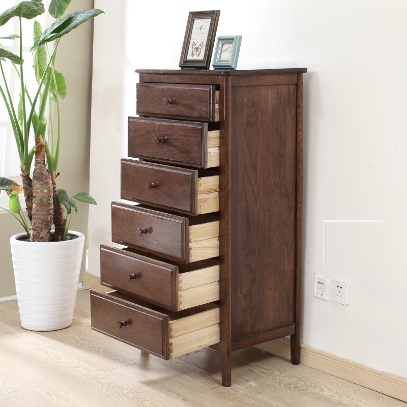 源氏木语高六斗柜纯实木收纳柜白橡木斗橱抽屉柜美式简约卧室家具