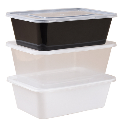 一次性餐盒1000ml长方形快餐外卖打包饭盒透明黑色白色塑料便当盒