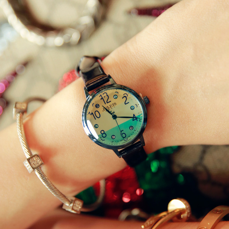 韩国聚利时正品潘多拉系列 小清新手表学生女表真皮带腕表 石英表_5折