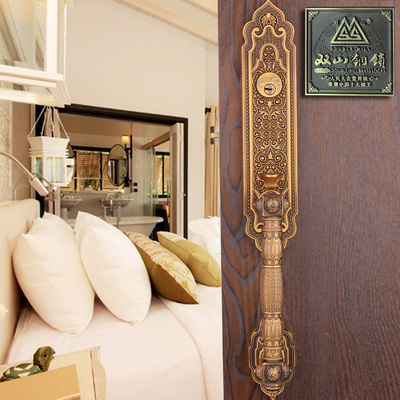 双山铜锁黄古铜外门锁欧式仿古门锁中式简欧美式别墅锁进户大门锁