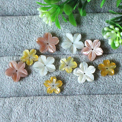 天然贝壳花托樱花五瓣花朵diy项链气质女散珠手工雕耳环饰品配件