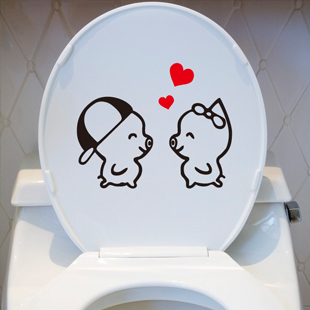 包邮卫生间防水马桶贴搞笑浴室卫生间墙面装饰贴花马桶帖麦兜麦麦
