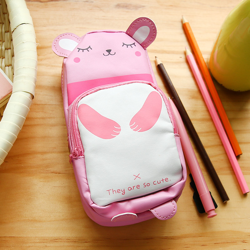 书包韩国造型创意 男女学生容量文具多功能 铅笔盒皮质
