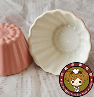 烘焙模具 舒芙蕾蛋糕杯 粉色花形慕斯瓷杯 耐高温 布丁杯 烤瓷碗