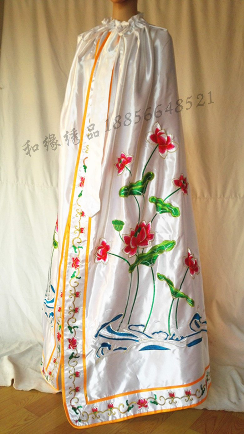 佛教用品白色莲花披风123 佛袍 荷花披肩佛衣 佛像衣佛堂装饰绣品