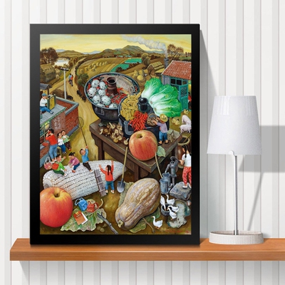 农村田园民丰收南方北方火锅店农家乐饭店装饰画壁画挂画有框烧烤