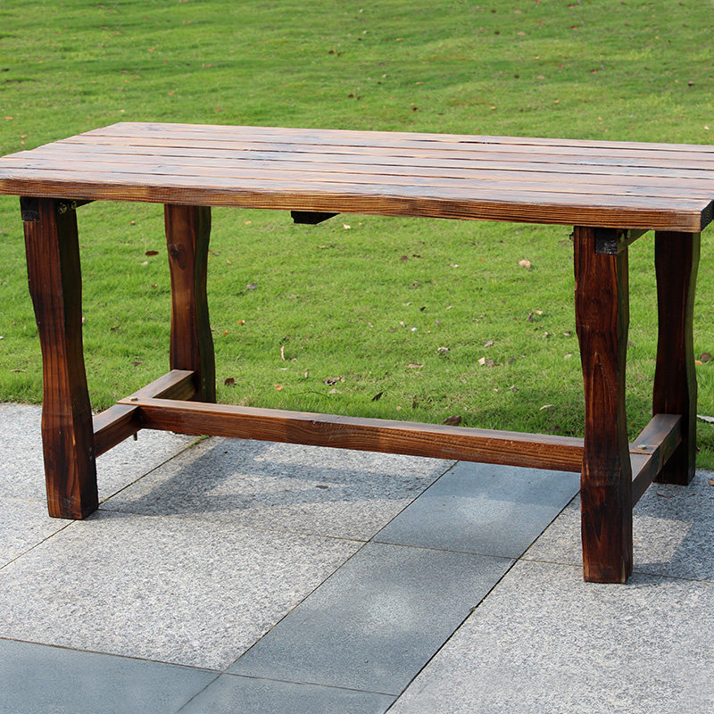 露台凉台户外庭院碳化防腐实木室外休闲木桌椅组合三件套防水防晒