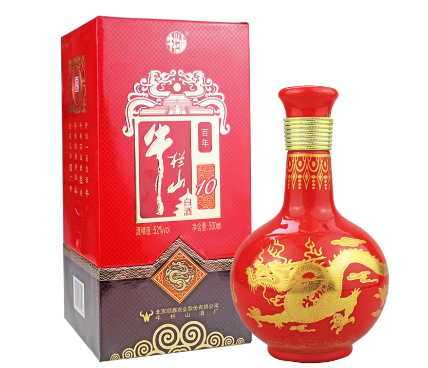 牛栏山百年红十年52度500ml*6瓶牛栏山红瓶高度浓香型白酒