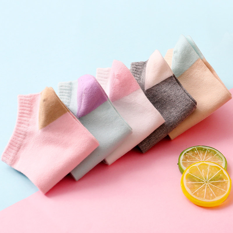 品彩女袜子纯棉船袜夏季薄款中筒袜子女士全棉袜短筒浅口短袜春秋