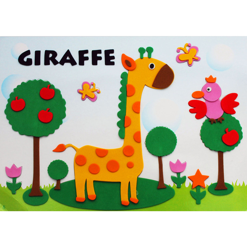 黑妞宝贝 动物拼图 eva立体贴画3d贴纸幼儿童手工制作材料diy玩具