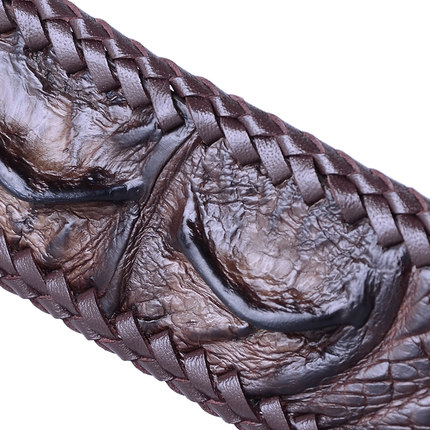 泰国鳄鱼皮皮带男士真皮平滑扣裤带休闲商务百搭多色平扣高档腰带_3折