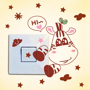 卡通可爱动物萌萌开关贴纸自粘壁纸搞笑创意墙贴画卧室客厅儿童房