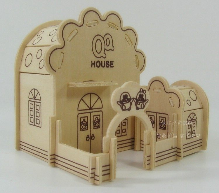创意木质拼装模型屋 diy小屋小房子建筑模型手工木头迷你玩具别墅