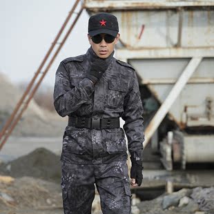 作訓服 男特種兵軍裝套裝長袖野戰作訓服工裝黑鷹蟒紋服 春夏迷彩服