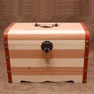 超大号木质儿童存钱罐卡通创意成人硬币木制存钱箱复古储蓄罐