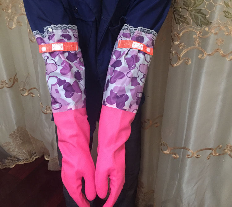 厨房洗碗洗衣服乳胶橡胶皮手套加长款加厚家务加绒保暖防水寒塑胶