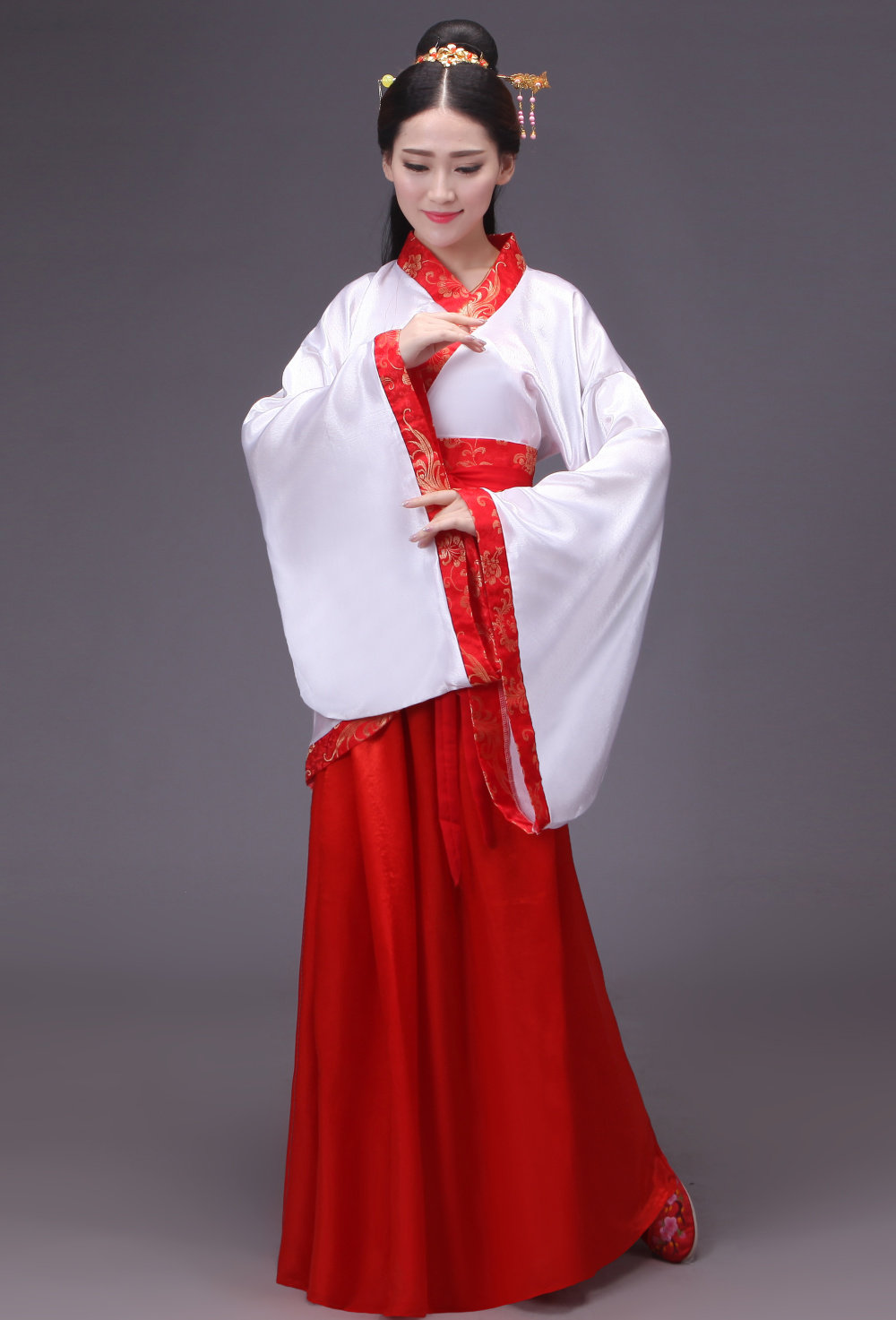 古装女唐装汉服正规单双绕小曲裾表演服襦裙成人礼毕业演出服春装