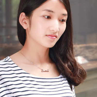 何以笙箫默同款唐嫣赵默笙sunshine字母单钻项链玫瑰金锁骨链短链