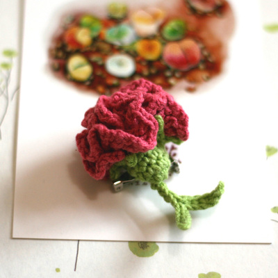 纯手工钩胸针康乃馨花朵日韩配饰品森女别针纯棉毛线春秋立体胸花