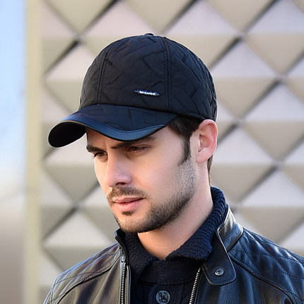 毛呢男士帽子冬季棒球帽中年保暖鸭舌帽中老年秋冬天加厚老人棉帽_7折