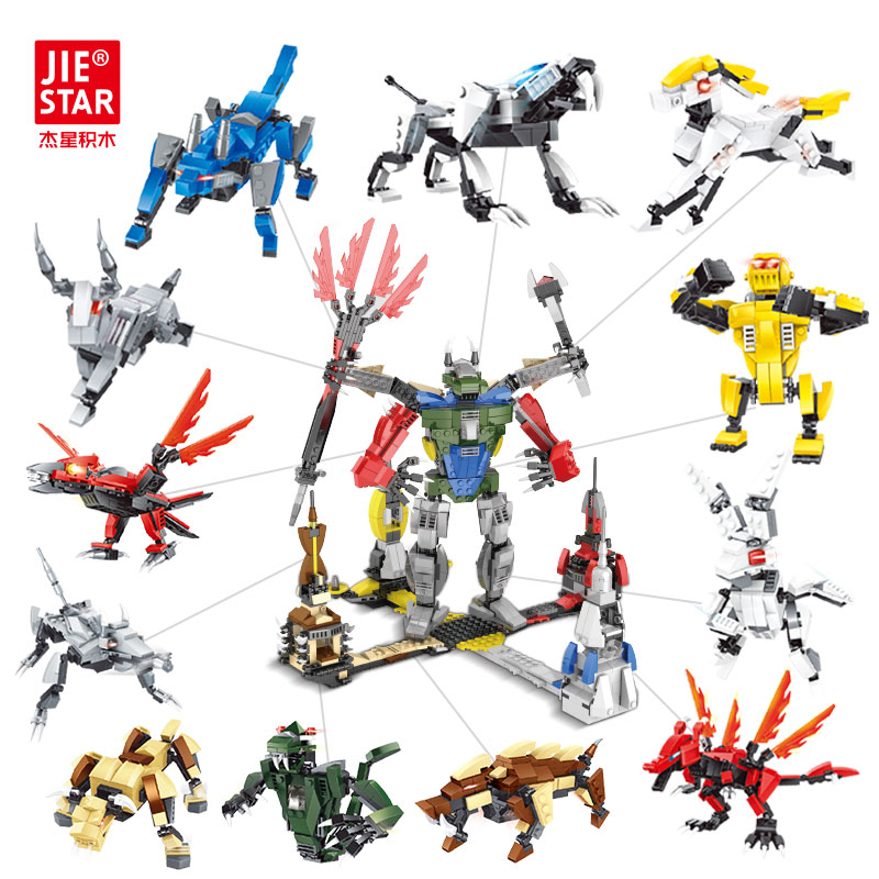 杰星儿童组装积木玩具男孩小颗粒积木 铠甲十二生肖益智拼装玩具
