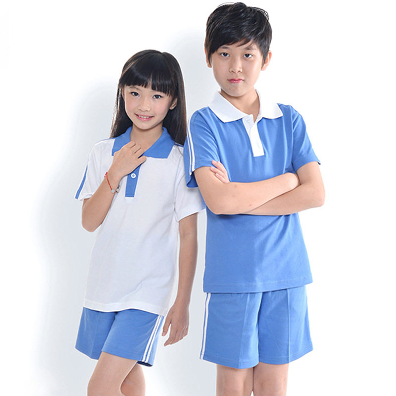 深圳统一校服小学生夏装短袖短裤运动服男女套装纯棉上衣长短裤
