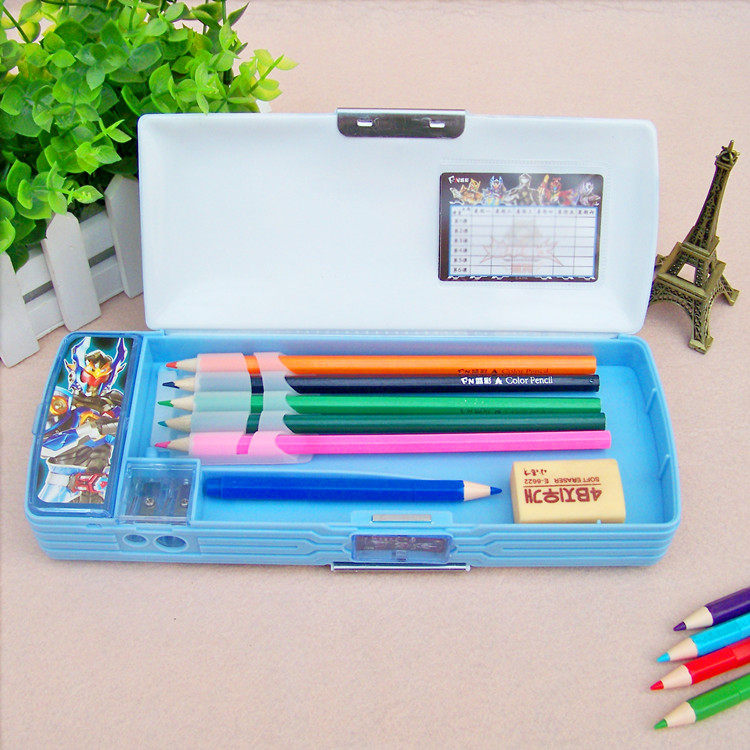 小学生文具盒铠甲勇士铅笔盒塑料男童多功能笔盒儿童男孩韩国创意