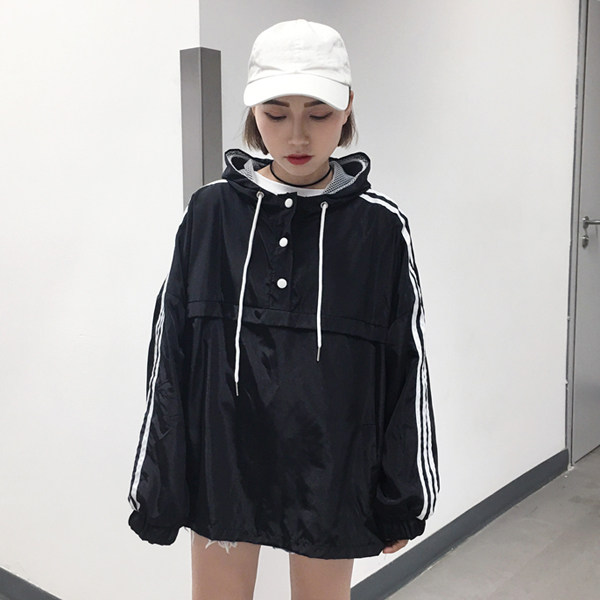原宿风薄款外套女韩国ulzzang韩版宽松棒球服连帽防晒