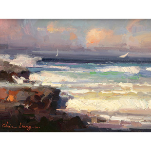 会所 著名风景油画(64) 水天相接 临海风光 居家室内装饰酒店会所60