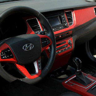 现代碳纤红色名图汽车内饰排挡中控防踢改色改装贴纸装饰车贴包邮
