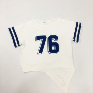 seed免代成人女装毛圈短袖t恤运动海军条纹袖宽松上衣夏秋款 澳洲