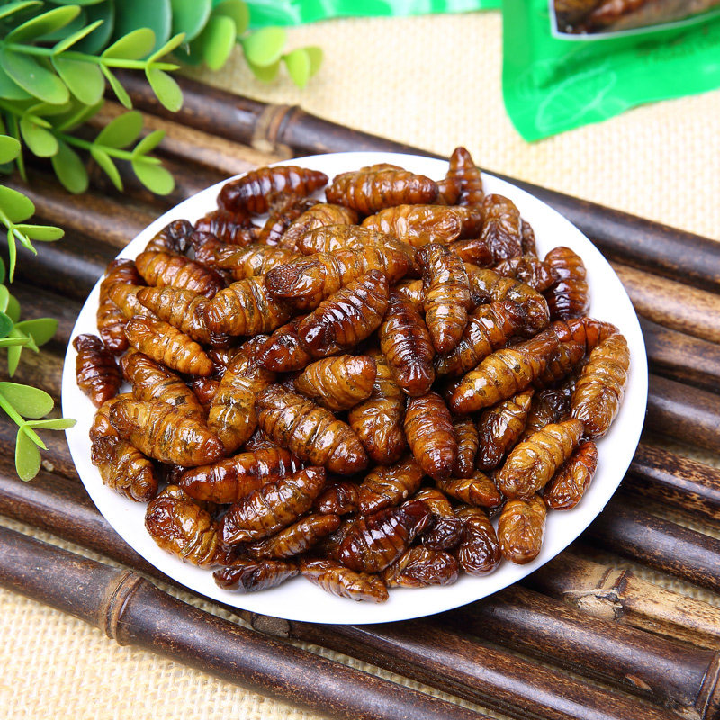 山东特产庞香斋香酥油炸蚕蛹即食微辣80g*5包小蚕蛹包邮