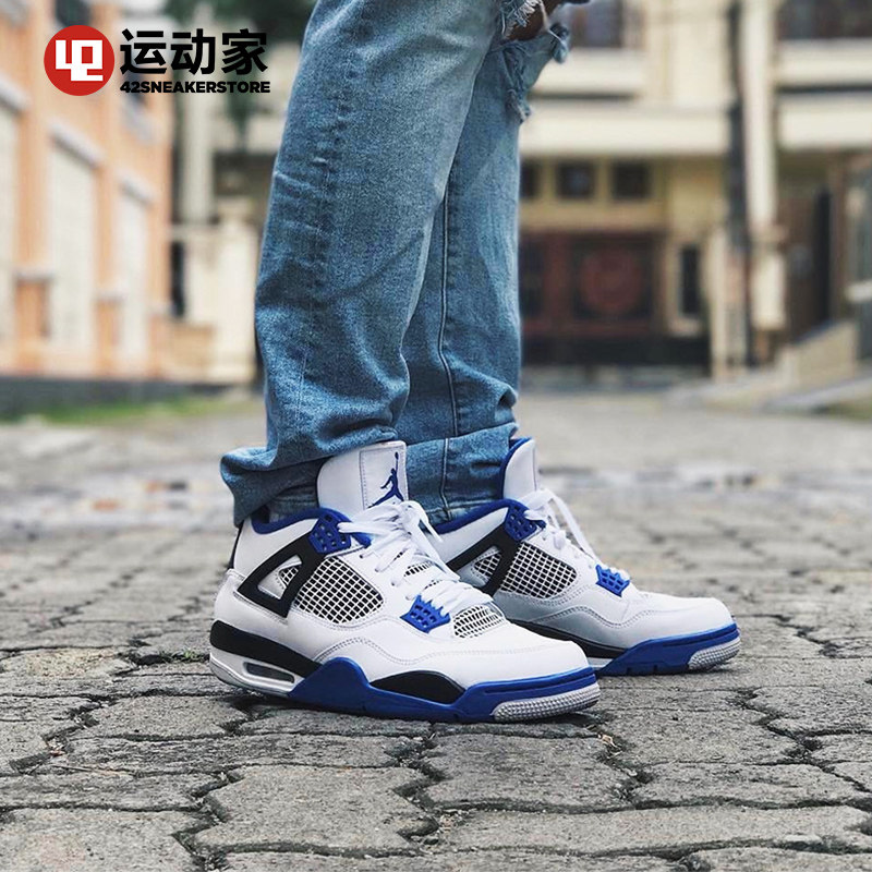 【42运动家】air jordan 4 motosports aj4 白蓝摩托 308497-117