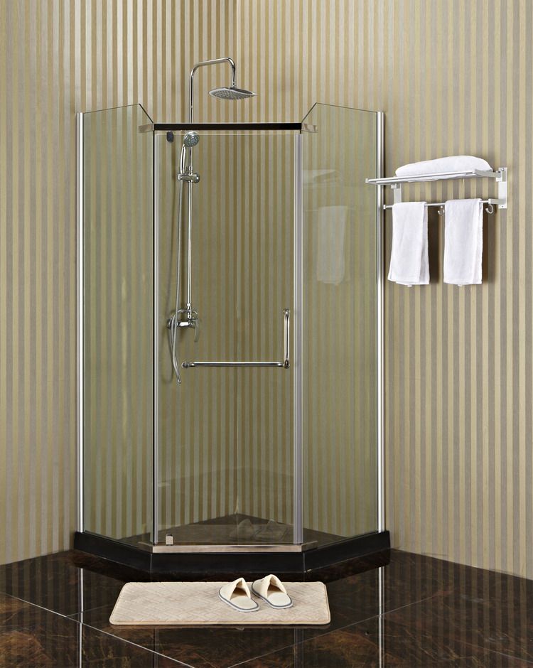 石基挡水条淋浴 钻石型简易淋浴房 浴室沐浴房8厚钢化玻璃简易房