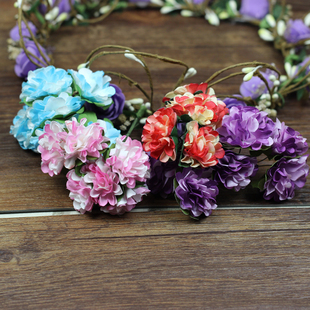 双色144朵/包 喜糖盒配件花diy配饰绿叶双色康乃馨双色菊花花环材料