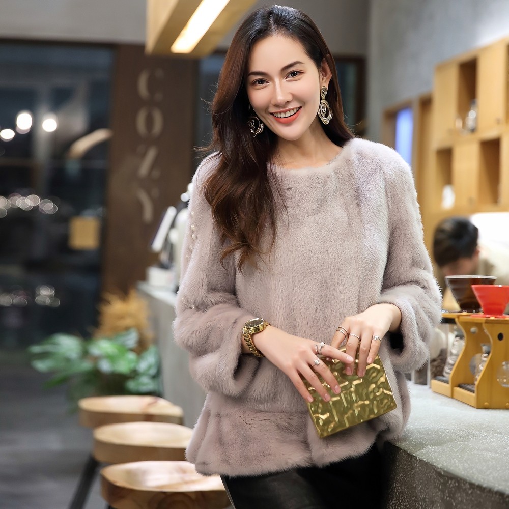 秋冬韩版时尚新款女款貂皮大衣整貂狐狸毛领水貂短款皮草外套特价