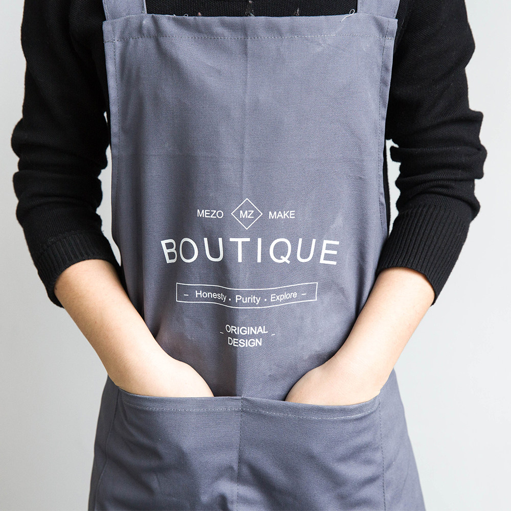 摩登主妇创意英文简约围裙欧式布艺厨房工作围裙防污围裙清洁围裙