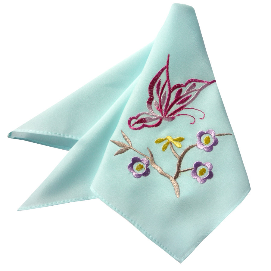 特级丝绸绣花手帕㊣精致礼品绣花手绢 江南特色珍藏 浅粉牡丹