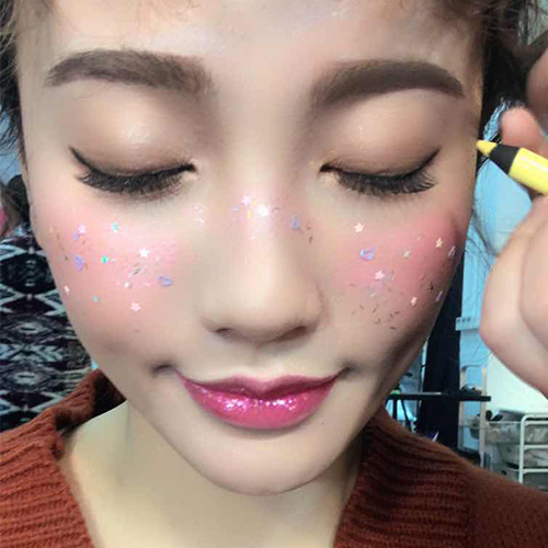 日系原宿软妹少女亮片美妆舞台拍照眼妆五角星爱心闪粉贴化妆舞会