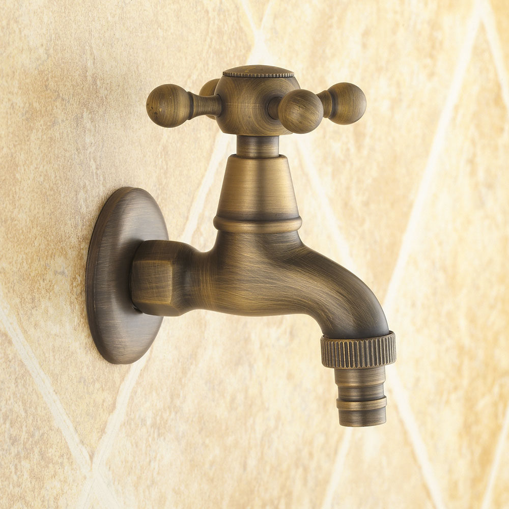 欧式仿古全铜4分洗衣机龙头 复古加长快开入墙水嘴加厚单冷水龙头